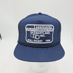 Vintage Utility Contractors Of Maryland Trucker Hat  Cap Rope Snap Back Blue Dad